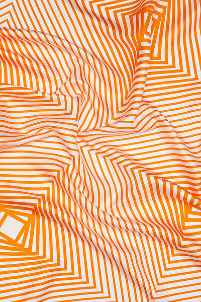 ORANGE GEOMETRIC DESIGN TWILL SCARF 3
