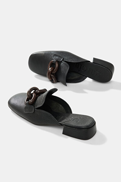 BLACK LEATHER SLIPPER 4