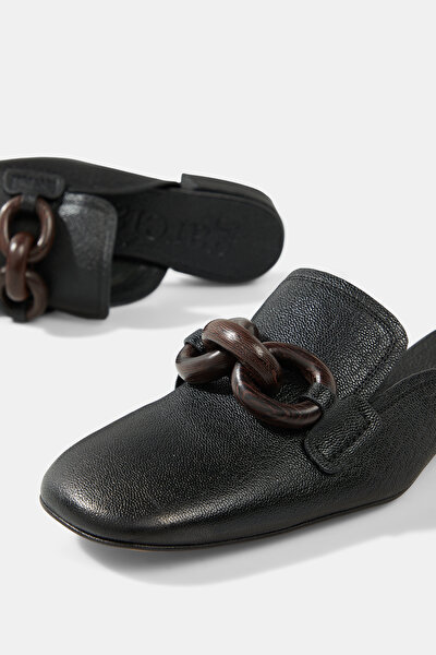 BLACK LEATHER SLIPPER 5
