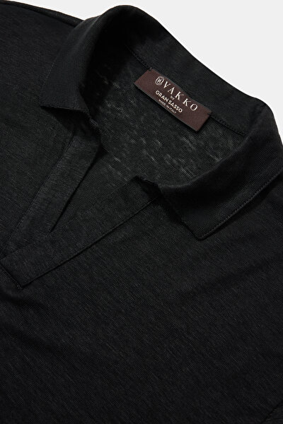 SİYAH POLO YAKA UZUN KOLLU T-SHIRT 3