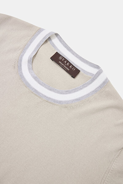 BEJ O YAKA KISA KOLLU T-SHIRT 3