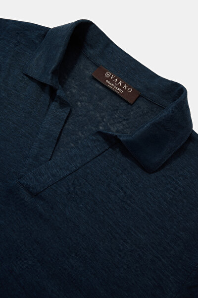 LACİVERT POLO YAKA UZUN KOLLU T-SHIRT 3