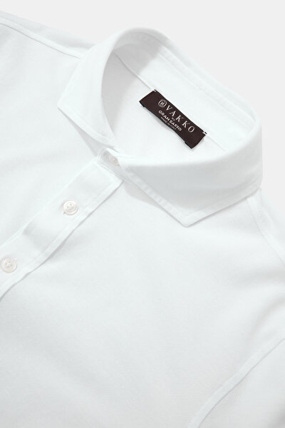 BEYAZ POLO YAKA UZUN KOLLU T-SHIRT 3