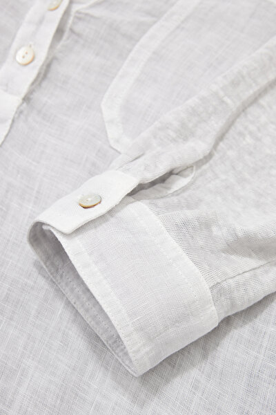 LIGHT GREY V NECK LONG SLEEVE BLOUSE 8