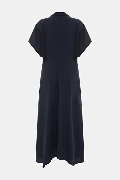 NAVY BLUE OFF THE SHOULDER MIDI DRESS 8