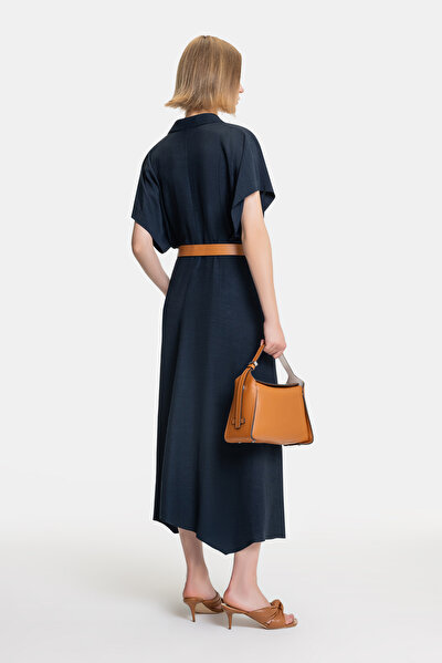 NAVY BLUE OFF THE SHOULDER MIDI DRESS 3