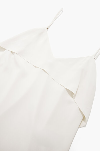 CREAM V NECK SLEEVELESS SUSPENDER BLOUSE 10