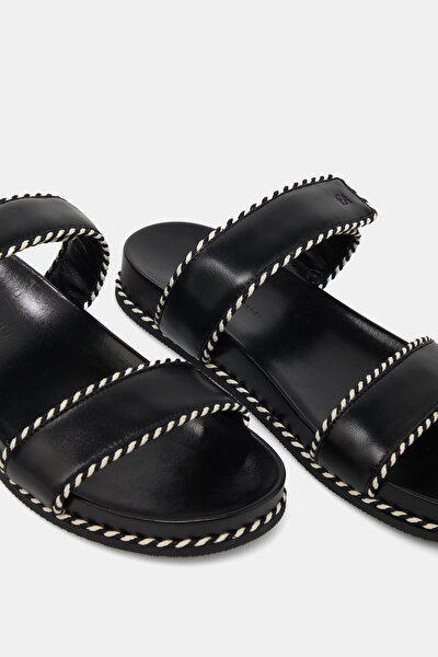 BLACK LEATHER SLIPPER 5