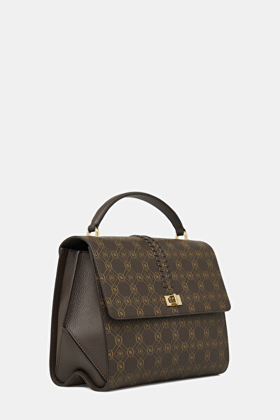 BEIGE MONOGRAM LEATHER BAG 3