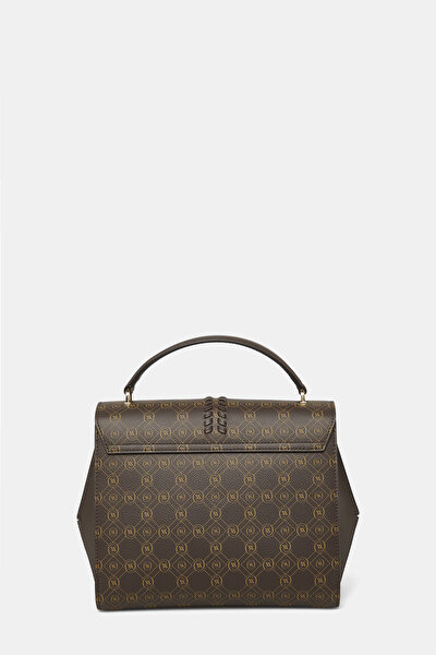 BEIGE MONOGRAM LEATHER BAG 4