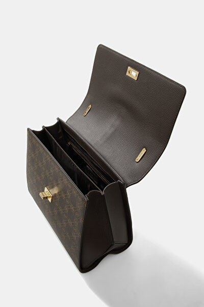 BEIGE MONOGRAM LEATHER BAG 8
