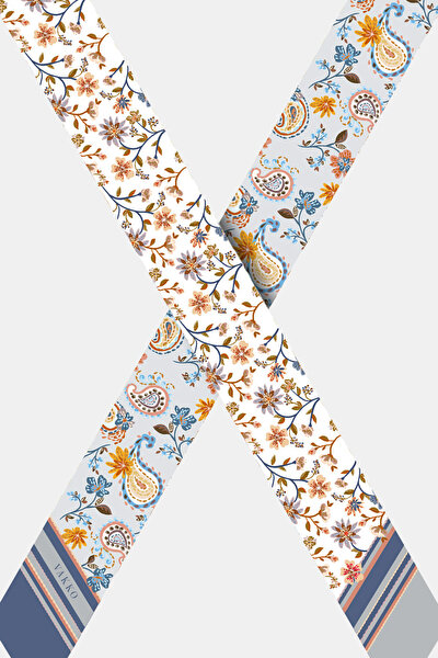 SILVER FLORAL PATTERN TWILL FOULARD 3