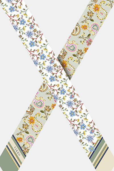 LIGHT GREEN FLORAL PATTERN TWILL FOULARD 3