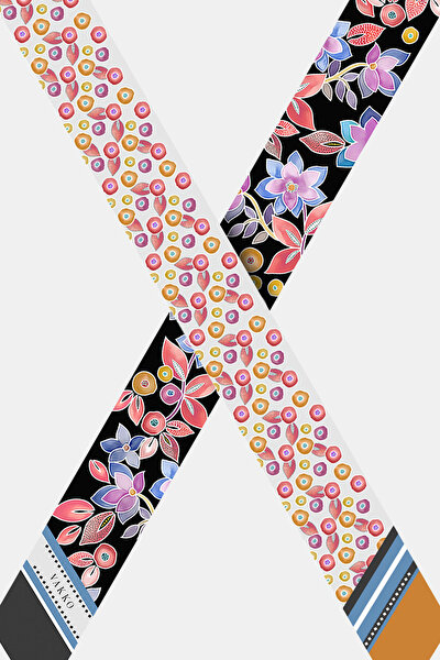 BLACK FLORAL PATTERN TWILL FOULARD 3