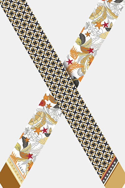 CAMEL FLORAL PATTERN TWILL FOULARD 3