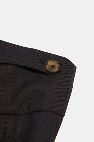 BLACK STRAIGHT CUT WOOL TROUSERS 3