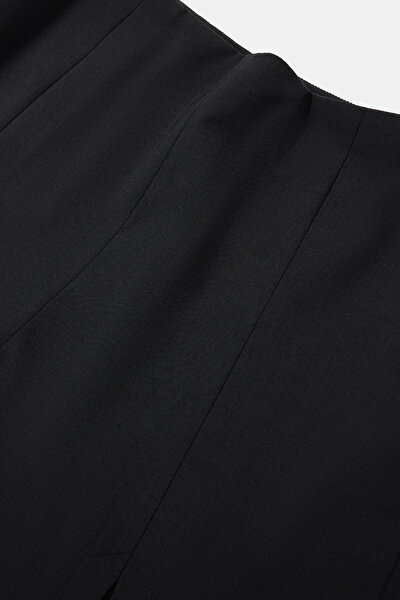 BLACK WIDE LEG WOOL TROUSERS 5