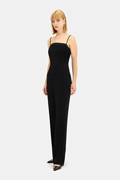 BLACK SQUARE SLEEVELESS SUSPENDER BLOUSE 3