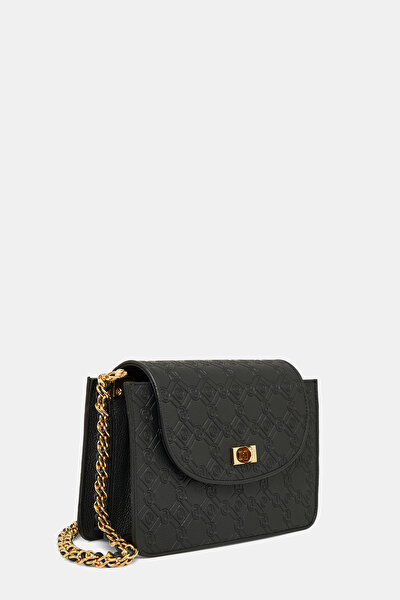 BLACK MONOGRAM LEATHER BAG 3