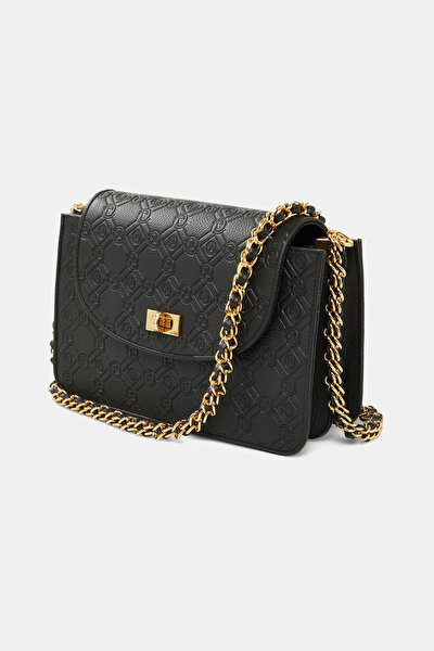 BLACK MONOGRAM LEATHER BAG 5