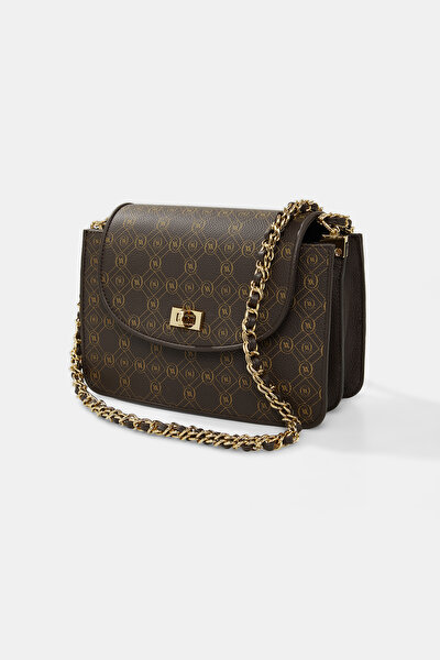 BEIGE MONOGRAM LEATHER BAG 5