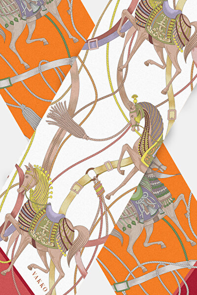 ORANGE ANIMAL FIGURED TWILL FOULARD 3