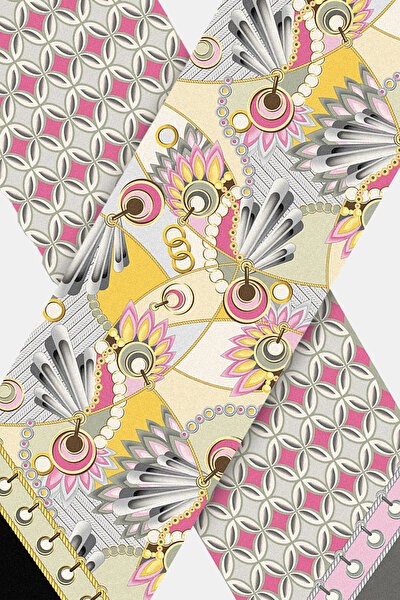 CREAM GEOMETRIC DESIGN TWILL FOULARD 3