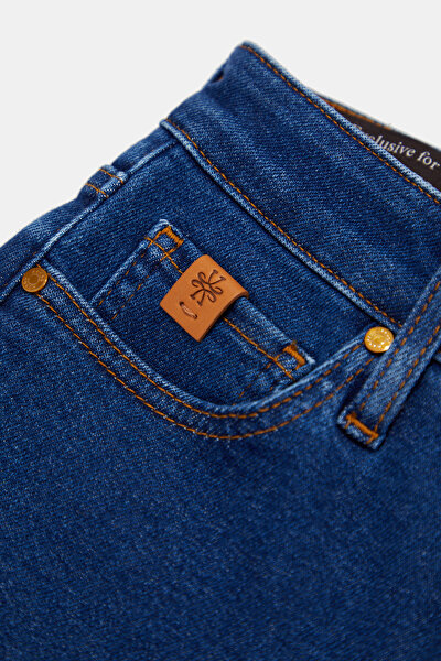 LACİVERT DAR PAÇA DENIM PANTOLON 4