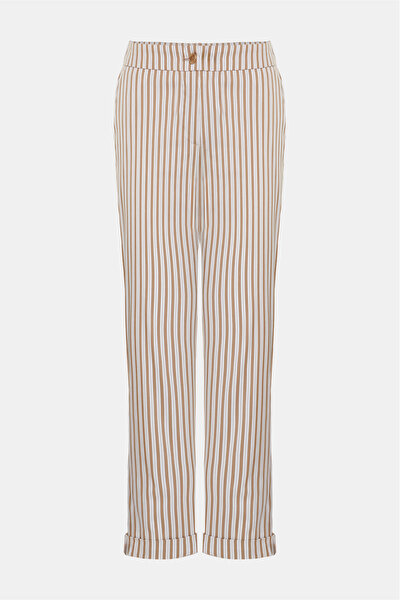 ECRU STRIPED SKINNY LEG TROUSERS 5