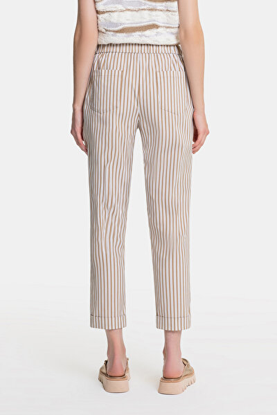 ECRU STRIPED SKINNY LEG TROUSERS 4