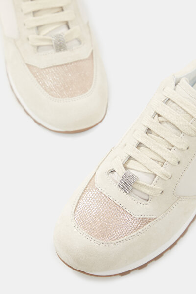 BEIGE LEATHER SNEAKER KADIN 4