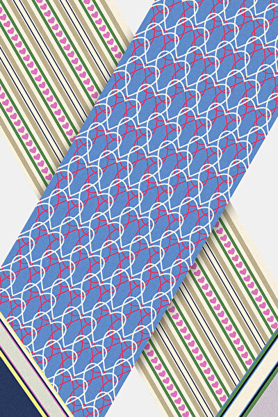 BLUE STRIPED PATTERNED TWILL FOULARD 3