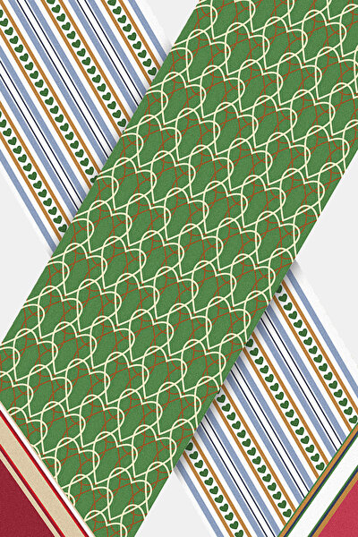 GREEN STRIPED PATTERNED TWILL FOULARD 3