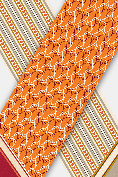 ORANGE STRIPED PATTERNED TWILL FOULARD 3