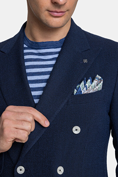 NAVY BLUE SURPLICE NECKLINE (CROSS-OVER NECKLINE) JACKET 4