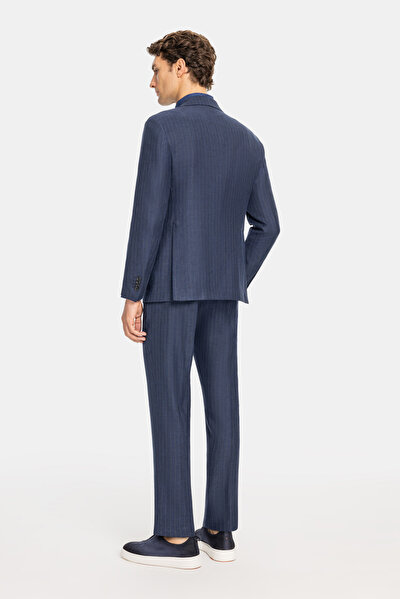 NAVY BLUE LINEN WOOL SUIT 3