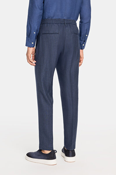 NAVY BLUE LINEN WOOL SUIT 8