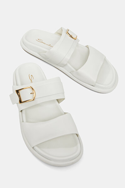WHITE LEATHER SLIPPER 4