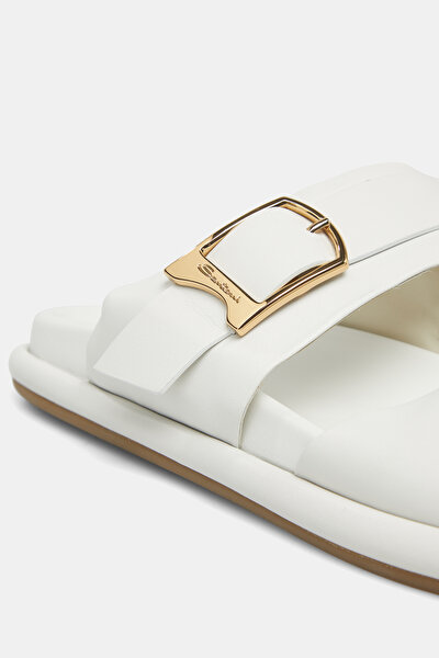WHITE LEATHER SLIPPER 5