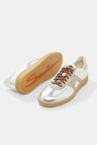 GÜMÜŞ-BEJ DERİ SNEAKER 5