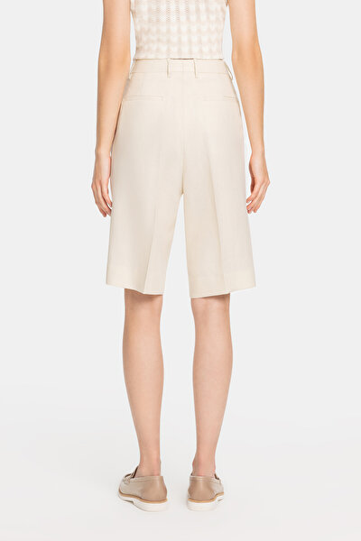 CREAM HIGH WAIST LINEN SHORTS 4
