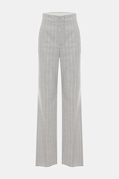 GRİ ÇİZGİLİ BOL PAÇA PANTOLON 4
