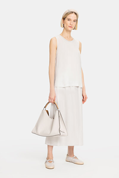 LIGHT GREY BASIC / ROUND NECKLINE SLEEVELESS BLOUSE 3