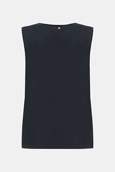 NAVY BLUE BASIC / ROUND NECKLINE SLEEVELESS BLOUSE 5