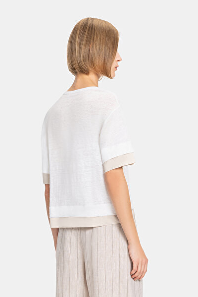 BEIGE V NECK SHORT SLEEVE TSHIRT 3