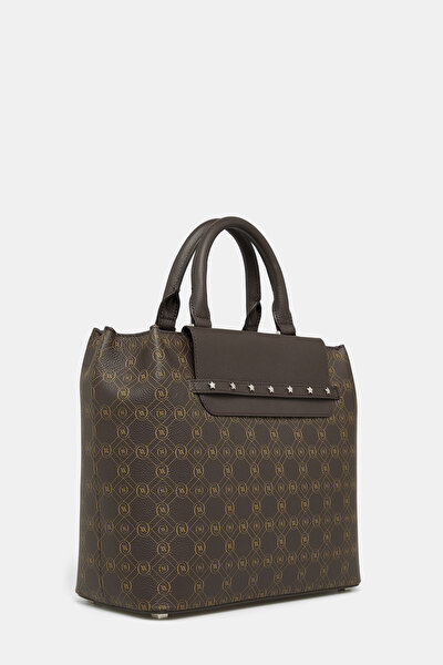 BEIGE MONOGRAM LEATHER BAG 3