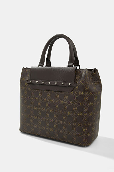BEIGE MONOGRAM LEATHER BAG 5