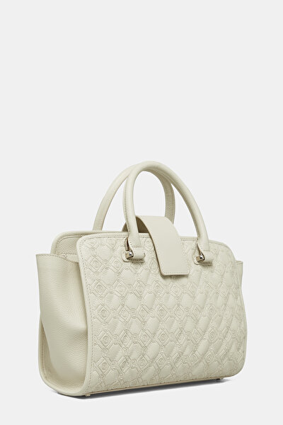 ECRU MONOGRAM LEATHER BAG 3
