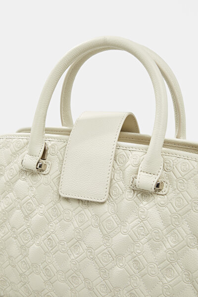 ECRU MONOGRAM LEATHER BAG 5
