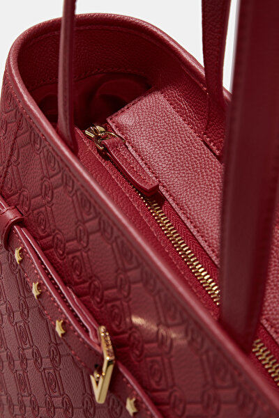 RED MONOGRAM LEATHER BAG 4